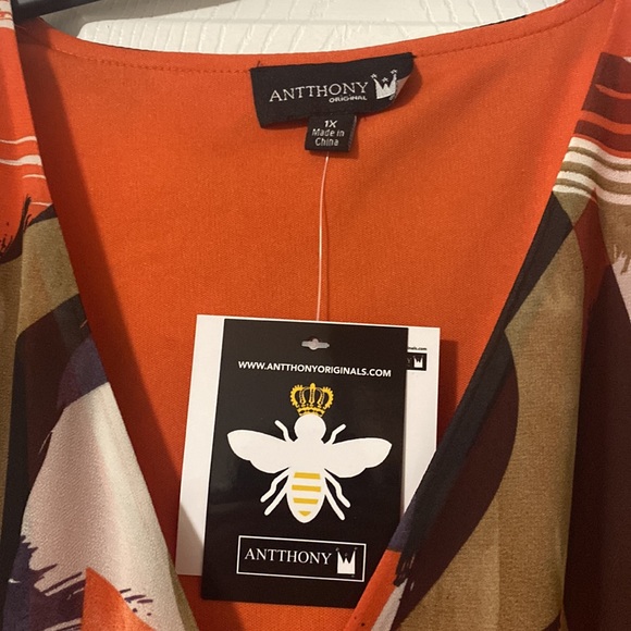 NWT Anthony Originals Printed Chiffon Midi Dress - 826-218 - Size 1X - Picture 4 of 6